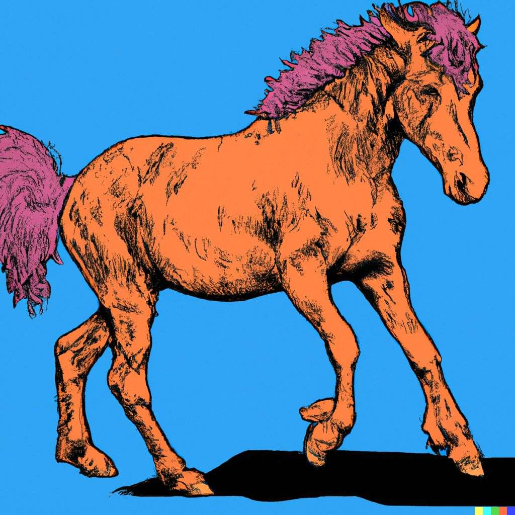 a horse, comic book drawing